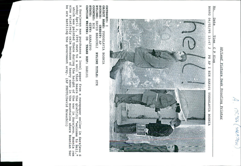 1995 SALATEN LEAF PICTURE DESK PROOFING PRINTER DAVID BRENCHLEY WAR WRITER - Vintage Photograph