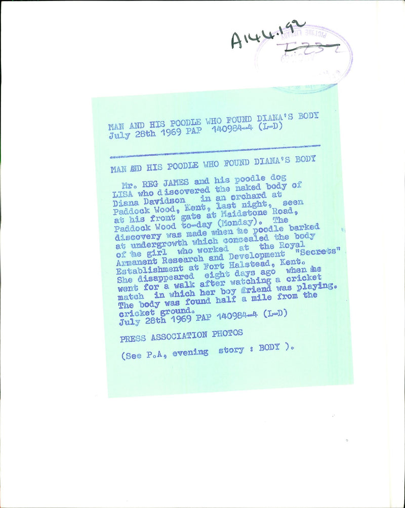 Reg James and his dog. - Vintage Photograph