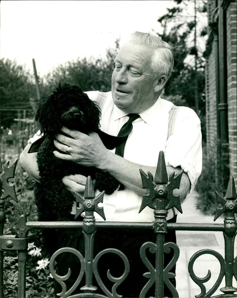 Reg James and his dog. - Vintage Photograph
