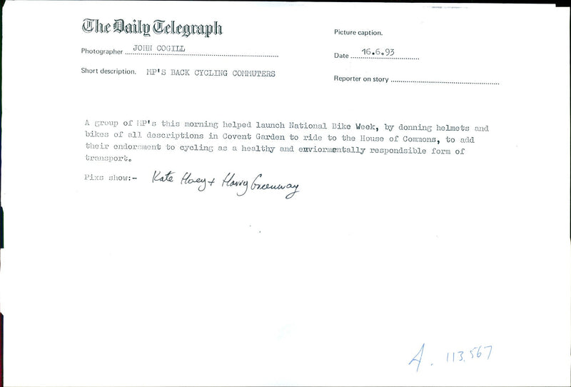 Kate Hoey - Vintage Photograph