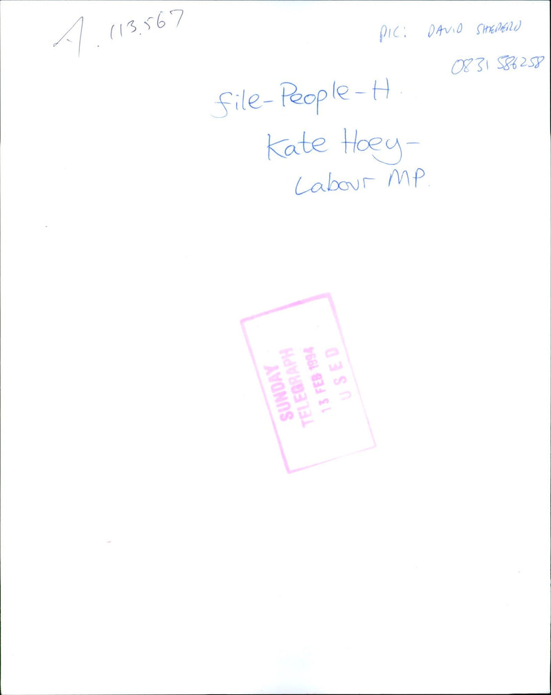 Kate Hoey - Vintage Photograph