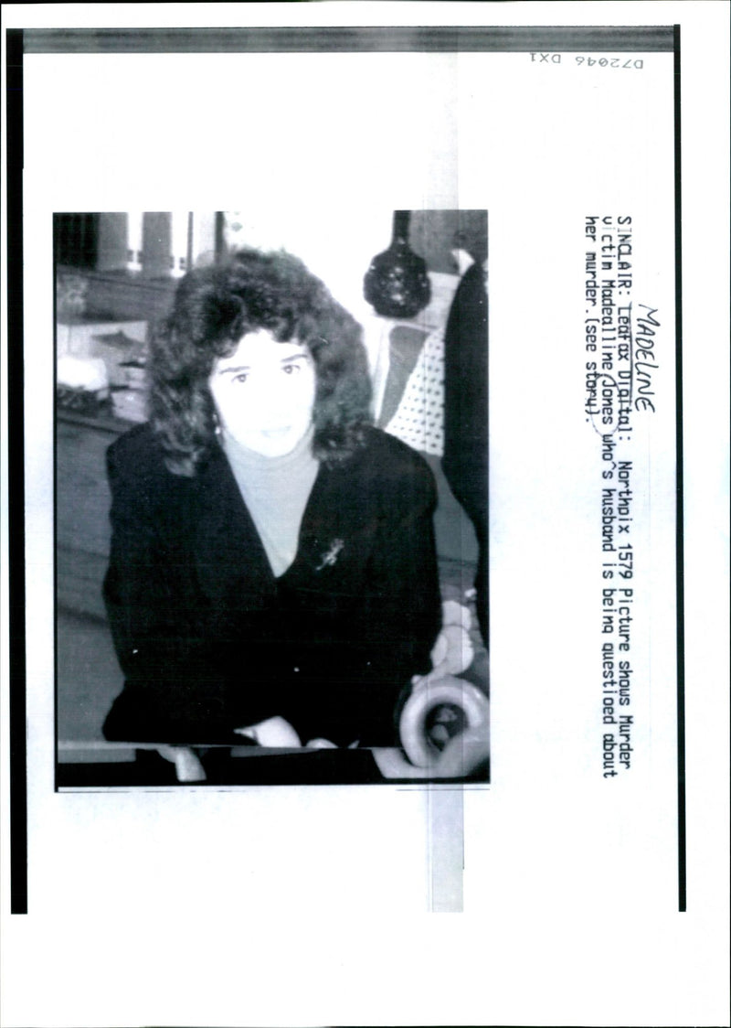 MURDER VICTIN MADEALLINE JONESS HUSBAND BEING QUESTIOED ABOUT HER NURDER - Vintage Photograph