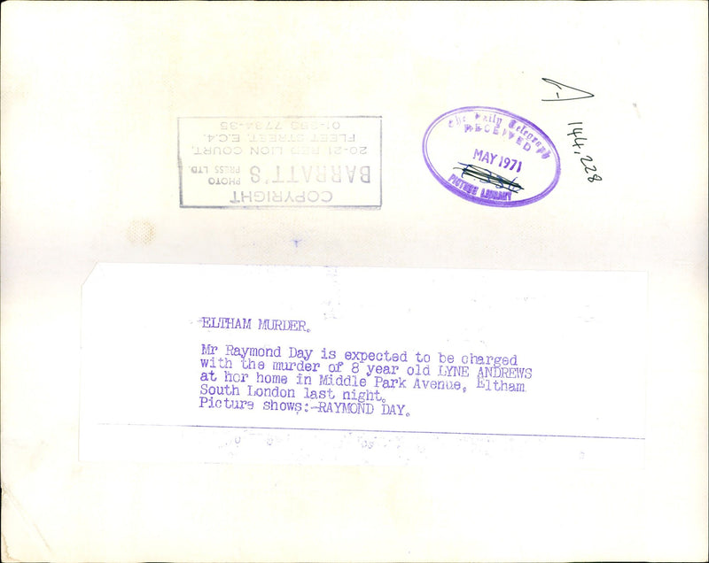 1971 WEIL MAY LAND NOIZ SILVAUVA LHLADO CENSE ELIHAM MURDER ANDREWS - Vintage Photograph