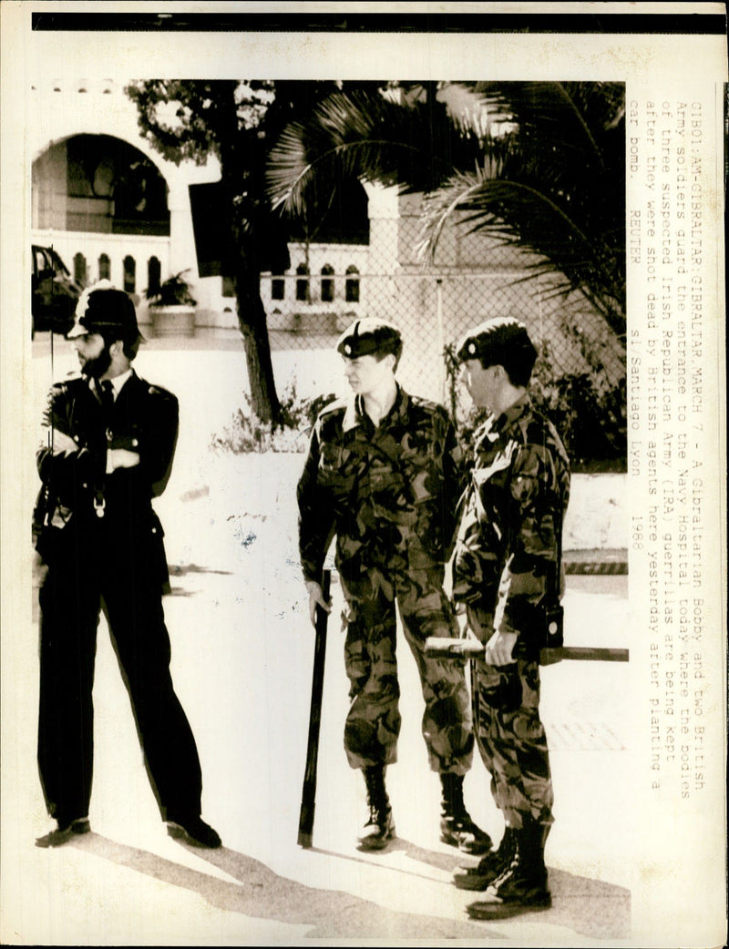 Bobby and two British Army soldiers - Vintage Photograph