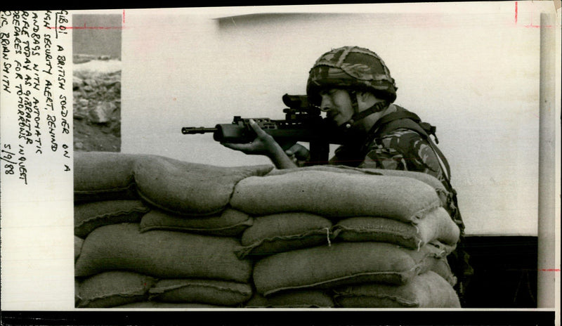 A British Soldier on Alert - Vintage Photograph