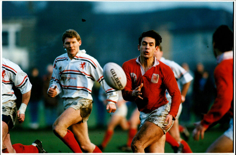 London Welsh Centre, Tim Pike, Gets a Pass Away Against London Scottish at Old Deer Park - Vintage Photograph