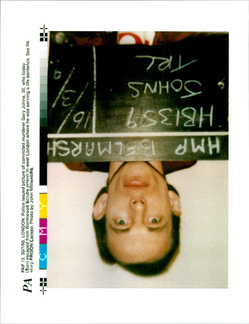 1995 POLICE ISSUED PICTURE CONVICTED MURDERER GARY JOHNS WHO TODAY PUBLISHED - Vintage Photograph