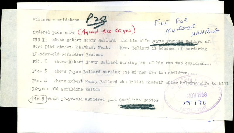The murder of Geraldine Beston. Robert Henry Ballard - Vintage Photograph