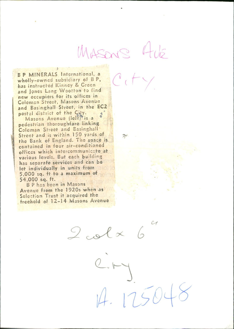 Masons Avenue, London. - Vintage Photograph