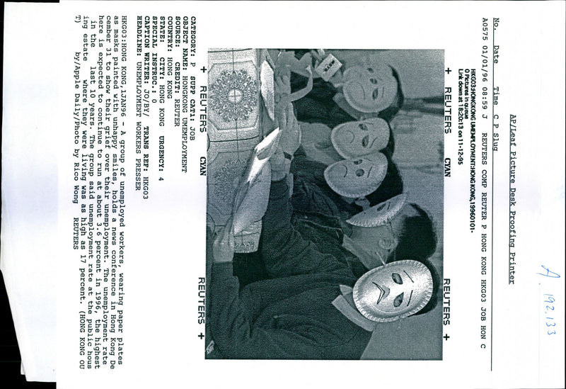 1996 THE UNEMPLOYMENT RATE HERE EXPECTED CONTINUE RUN RICO WONG KONG - Vintage Photograph