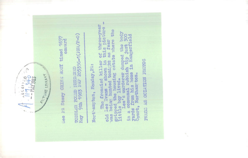 1983 LEE EVANS MURDERER DUMPED THE BODY COMMUNAL RUBBISH TIP JUST YARDS - Vintage Photograph