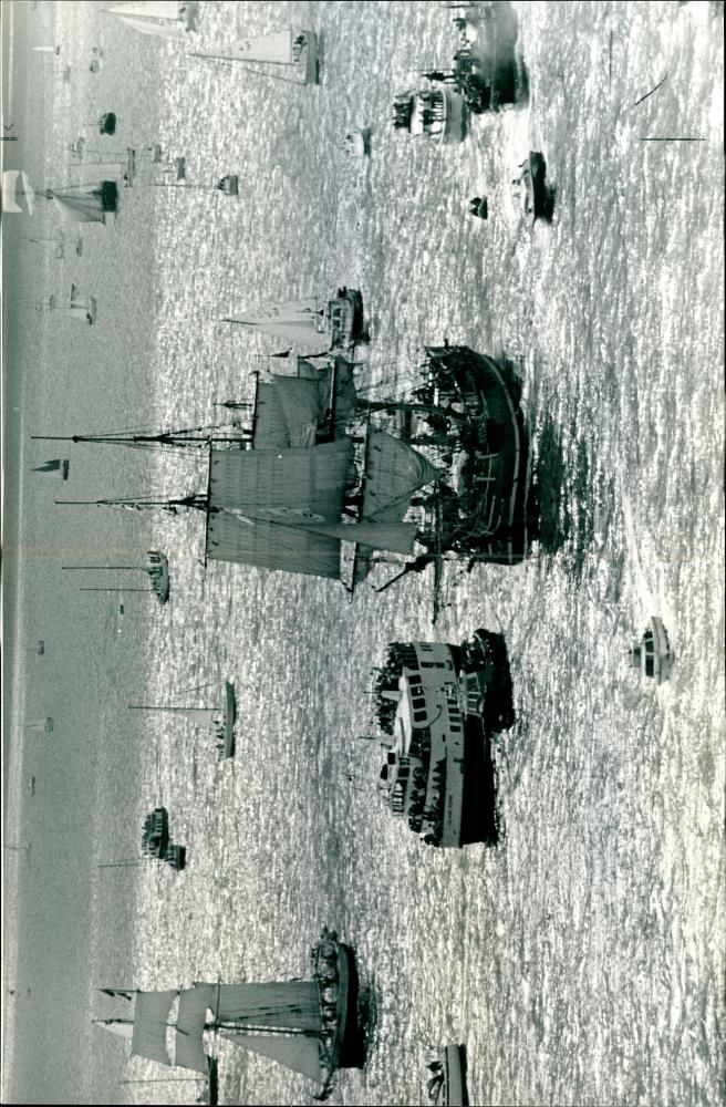 An armada of small boats. - Vintage Photograph