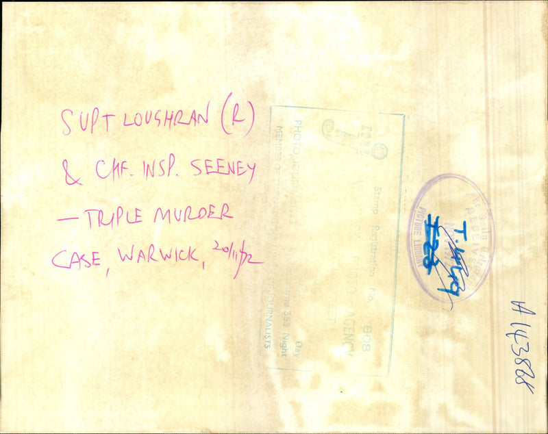 Chf. Insp. Seeney and Supt Loushran - Triple Murder Case, Warwick - Vintage Photograph