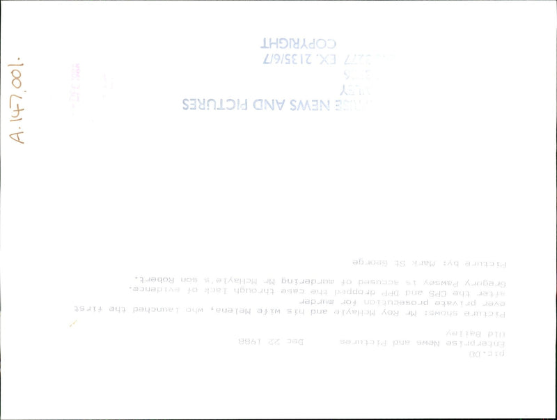 HYEON ROBERT WAS FOUND GUILTY THE MURDER HIS GIRLFRIEND SENTE - Vintage Photograph