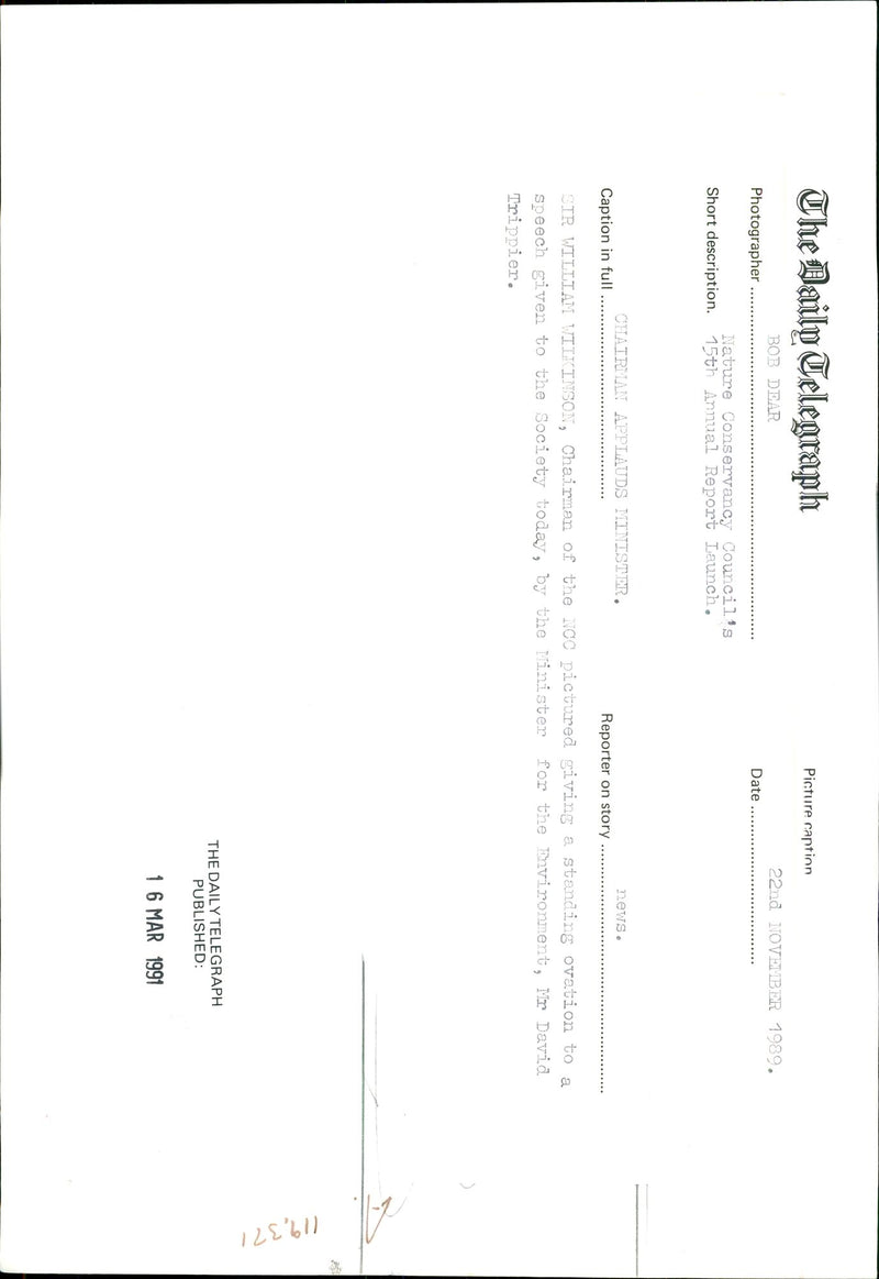 William Wilkinson, Chairman Nature Conservancy Council - Vintage Photograph