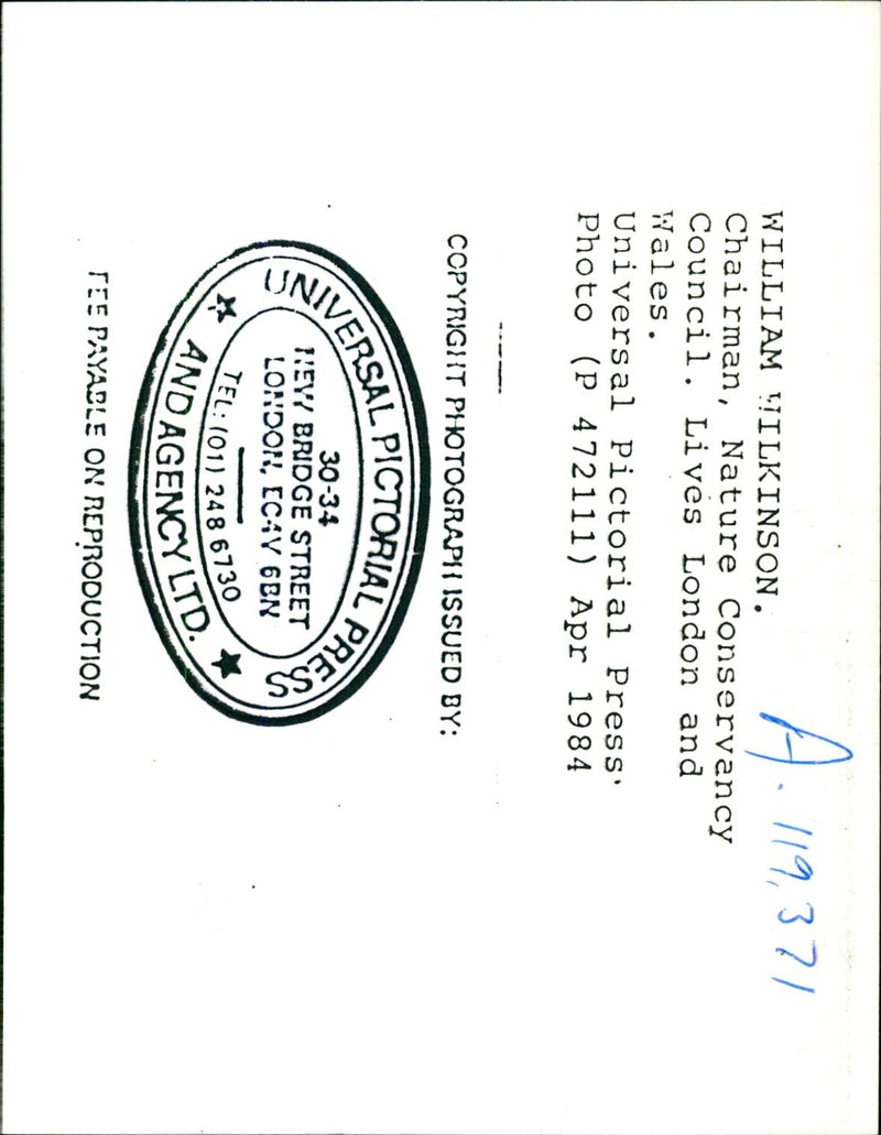 William Wilkinson, Chairman Nature Conservancy Council - Vintage Photograph