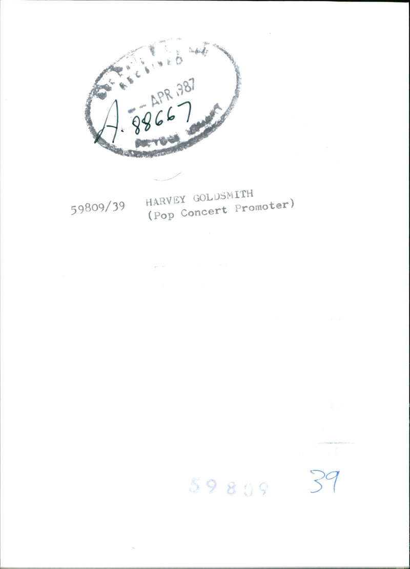 1987 HARVEY GOLDSMITH POP CONCERT PROMOTER GOLMSMITH APR GOL MSITH - Vintage Photograph