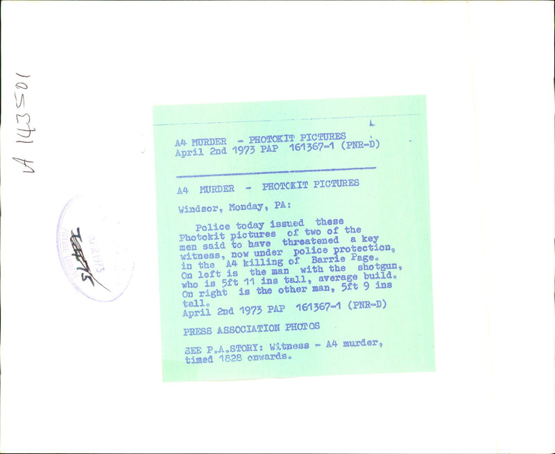 Photokit pictures of two of the men said to have threatend a key witness in the murder case of Barrie Page - Vintage Photograph