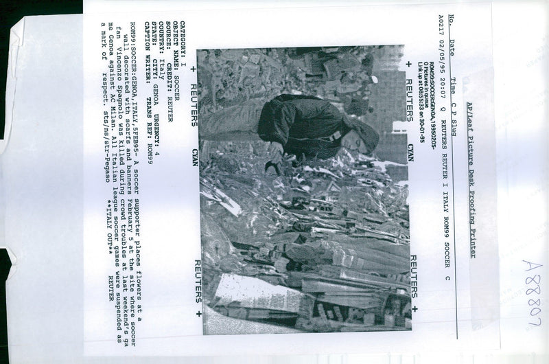 1995 VINCENZO SPAGNOLO WAS KILLED DURING CROWD TROUBLES ITALIAN WRITER ITALY - Vintage Photograph