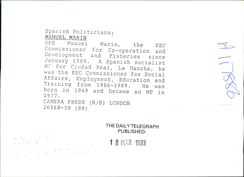 Manuel Marin. - Vintage Photograph