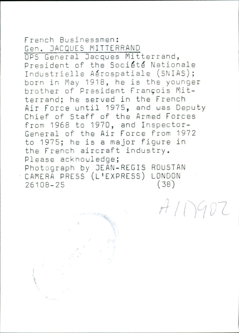 Gen Jacques Mitterrand - Vintage Photograph