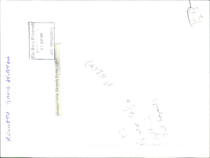 1981 KENNETH KIRTON WAS CONVICTED MURDERING SCHOOLGIRL SENTE DAVID - Vintage Photograph