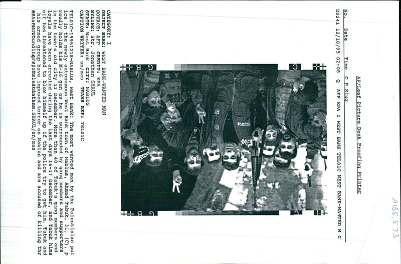 1995 AHMAD TABUK THE MOST WANTED MAN PALESTINIAN POLICE WRITER MEMBERS - Vintage Photograph