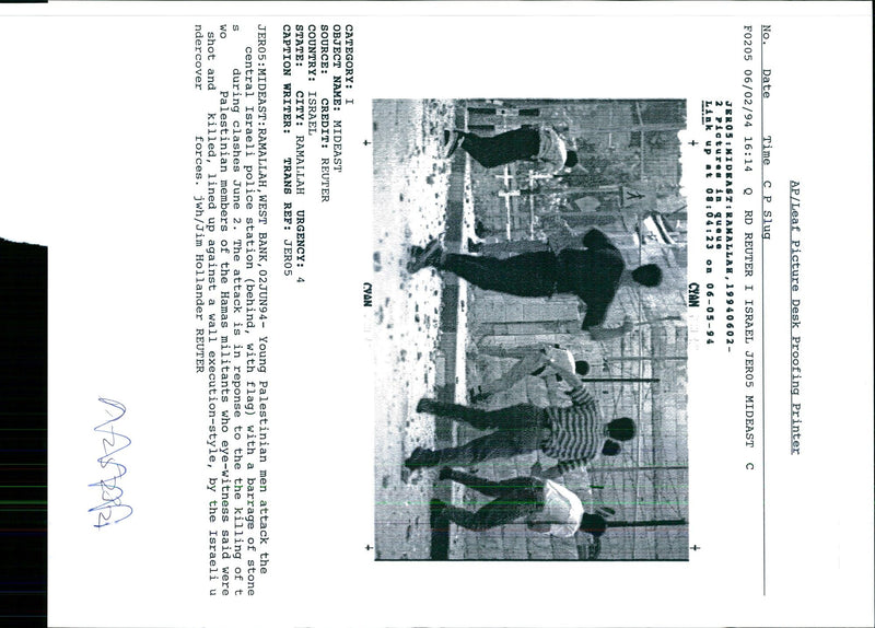 1994 YOUNG PALESTINIAN JIM HOLLANDER JERO STYLE WRITER COUNTRY MEMBERS - Vintage Photograph