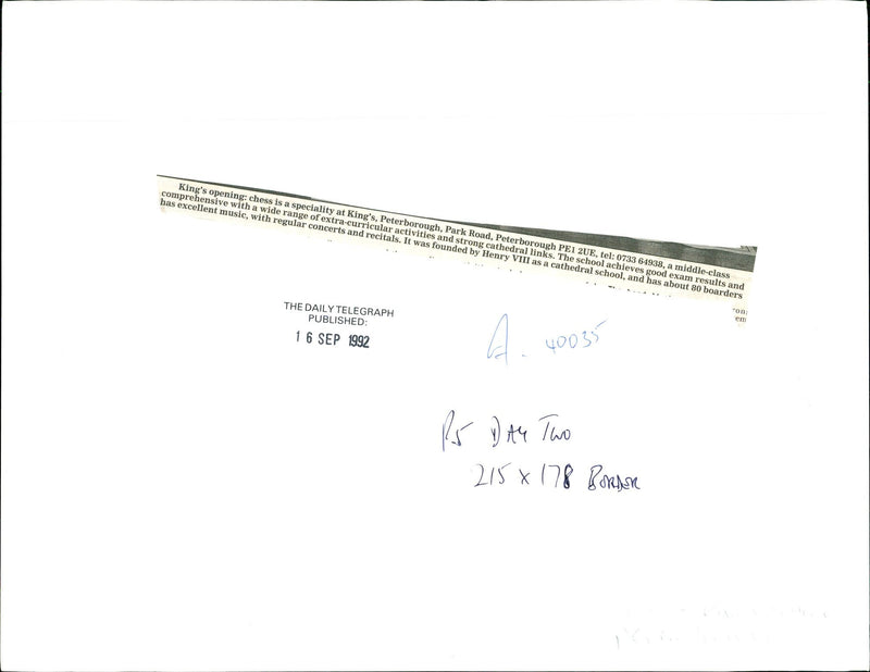 1992 HAS EXCELLENT MUSIC WITH REGULAR EXTRA CURRICULARA BARRY MARSDEN PUBLISHED - Vintage Photograph