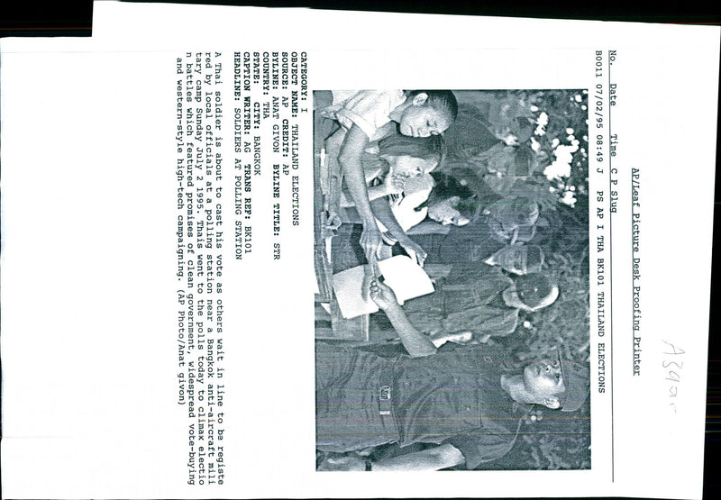 1995 THAIS WENT THE POLLS TODAY ANAT GIVON AIRCRAFT WRITER MOON TITLE STYLE - Vintage Photograph