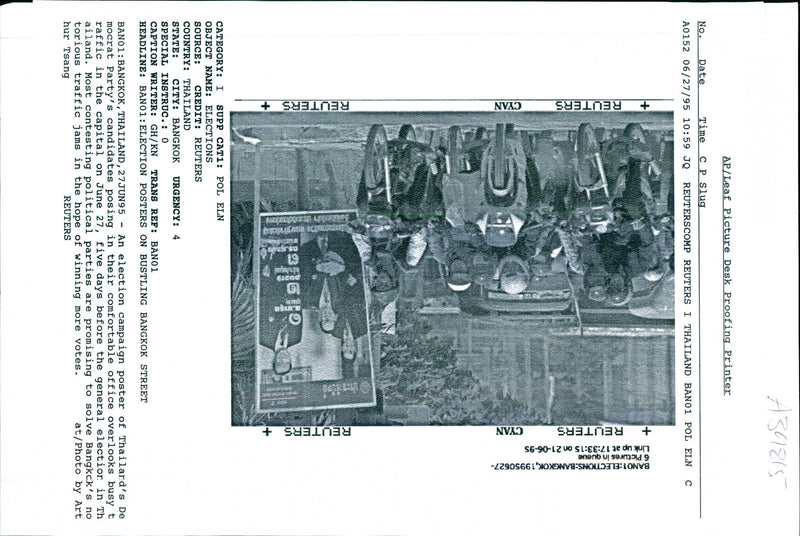 1995 BANO ELECTIONS BANGKOK PICTURES QUE ART HUR CAPITAL WRITER COUNTRY MOON - Vintage Photograph