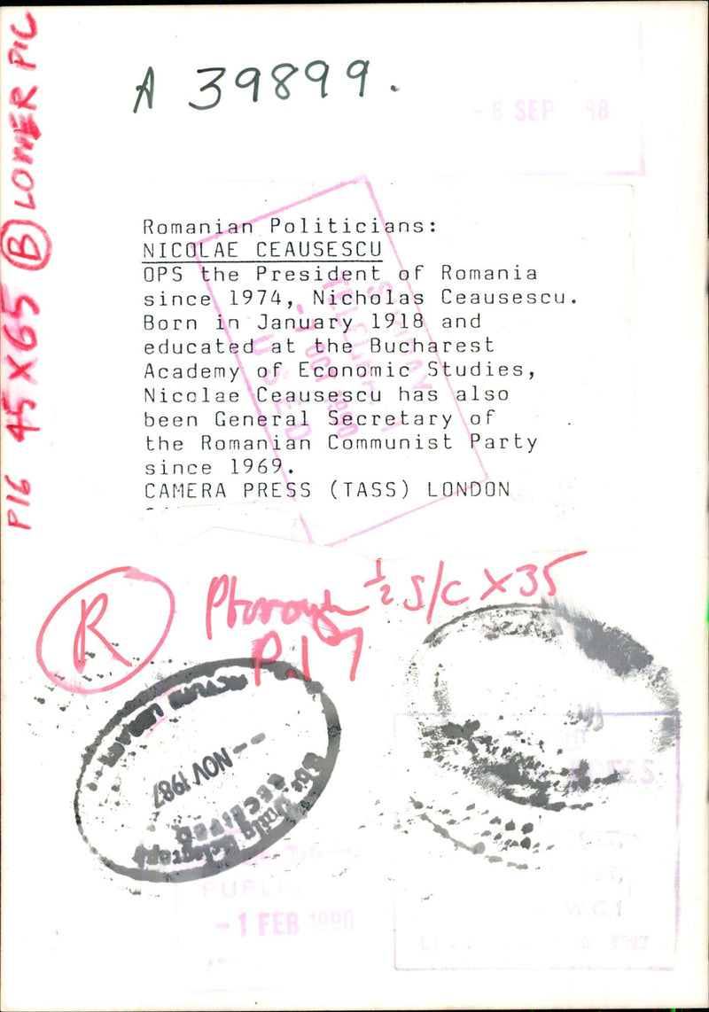 Nicolae Ceausescu - Vintage Photograph