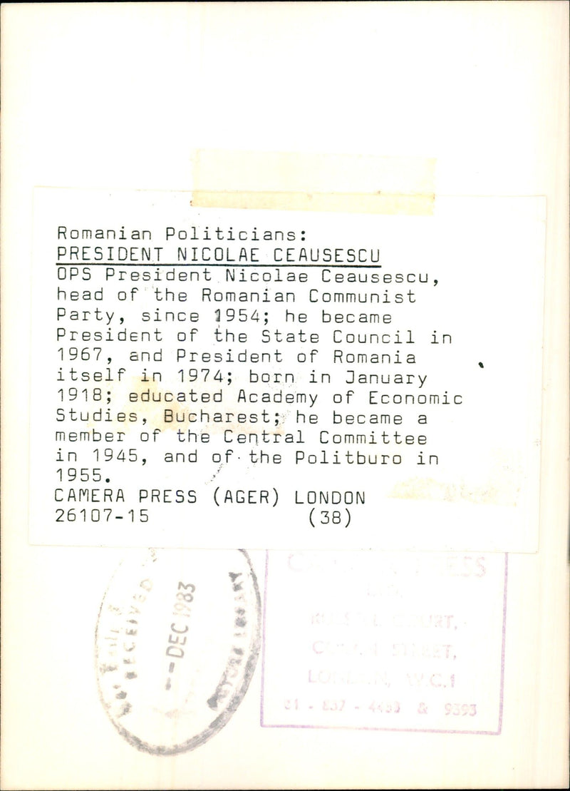 Nicolae Ceausescu - Vintage Photograph