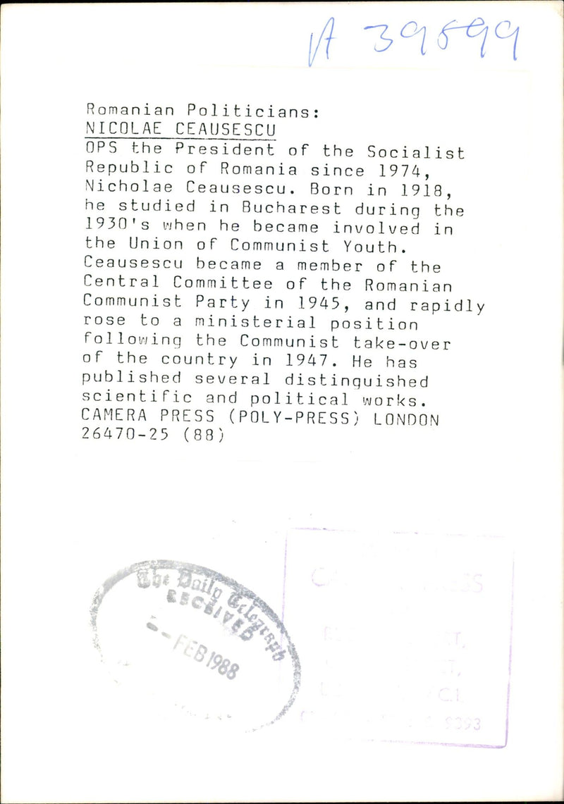 Nicolae Ceausescu - Vintage Photograph