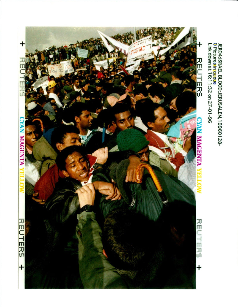 1996 ETHIOPIAN JEWS CLAIM THE NATIONAL BLO TONY PRIME JERC POLICE RIOT WRITER - Vintage Photograph