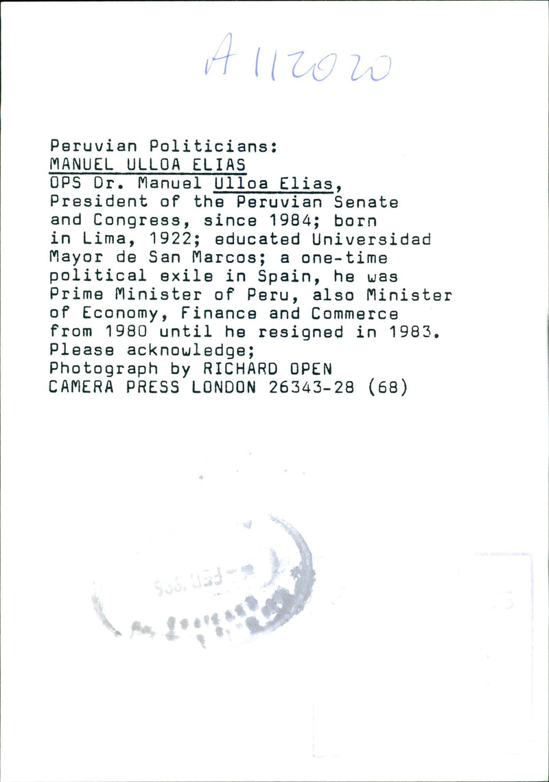 Dr Manuel Ulloa Elias - Vintage Photograph