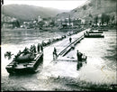 Germans make army bridge - Vintage Photograph