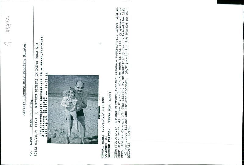 1994 DAVID COURT FROM PLYMOUTH WAS SHOT THE BACK BACH ENGLAND WRITER COUNTRY - Vintage Photograph