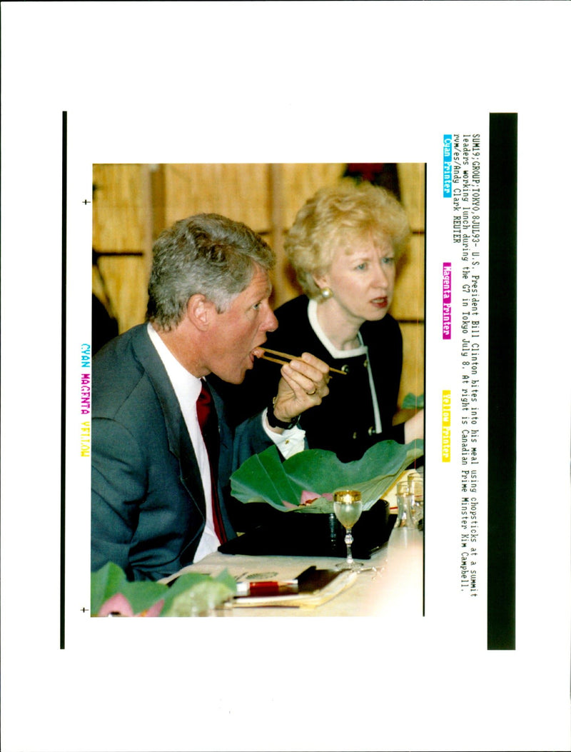 President Bill Clinton and Prime Minister Kim Campbell. - Vintage Photograph