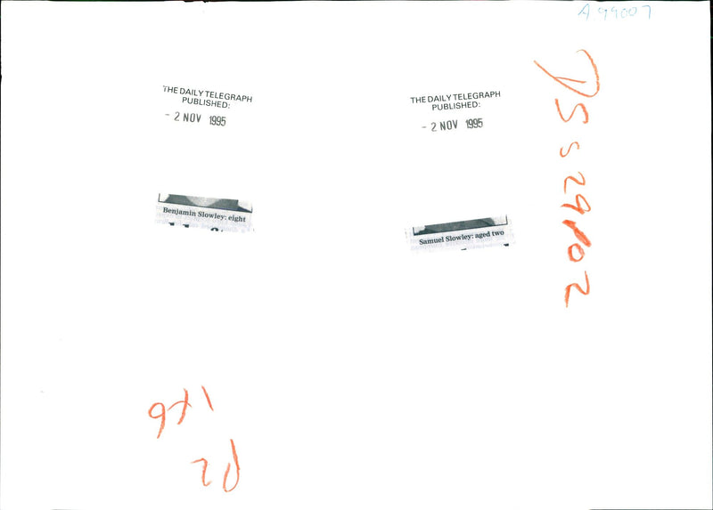 1995 IPSWICH MURDERS HIS BROTHER BENJAMIN AGED EIGHT RIGHT THE BROTHE PUBLISHED - Vintage Photograph