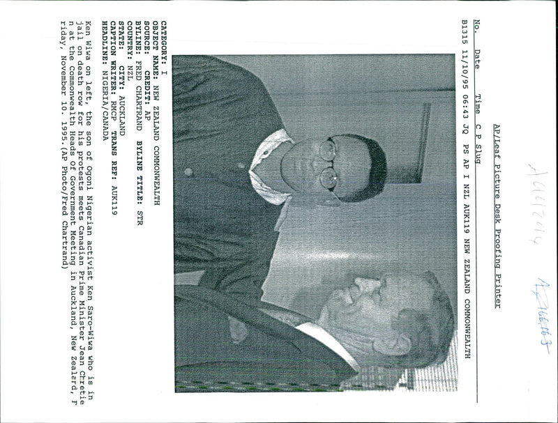 1995 KEN WIWA THE SON OGONI TONY PRIME WRITER DEATH COUNTRY TITLE JEAN - Vintage Photograph