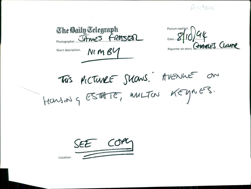 A view of Avenue on Housing Estate at Milton Keynes - Vintage Photograph