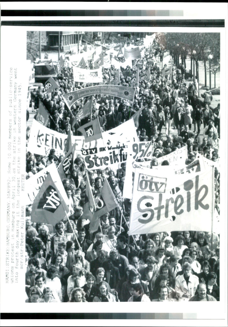 Public service union protest in Hamburg - Vintage Photograph