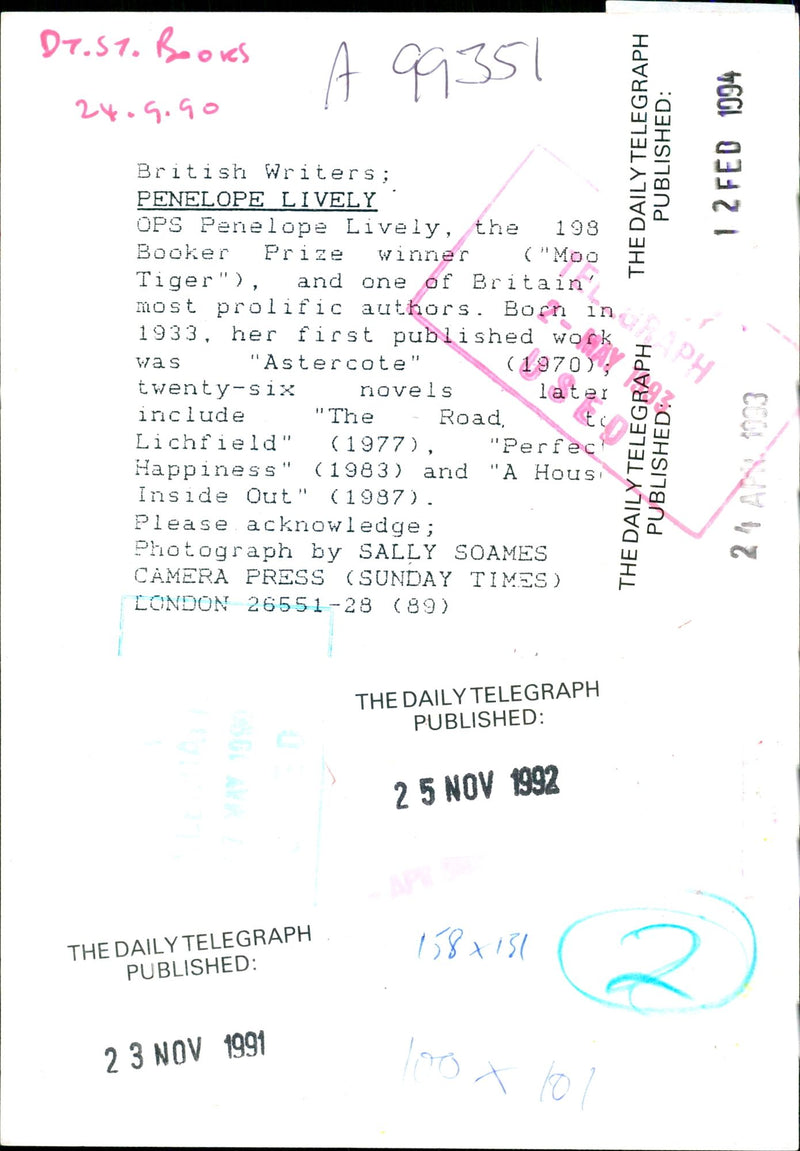 Penelope Lively - Vintage Photograph