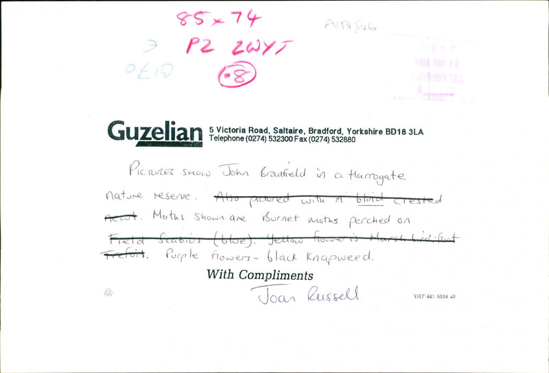 JOHN BRADFIELD HARROGATE NATURE RESENE ALSO PICTURED JOAN RUSSELL BLACK - Vintage Photograph