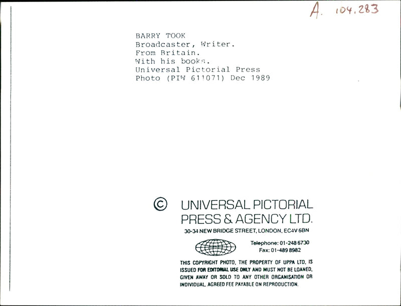 Barry Took, Broadcaster and writer - Vintage Photograph