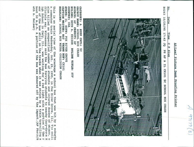 1995 THE COLLI SION KILLED UNSPECIFIED NUMBER STUD TITLE USA WRITER COUNTRY - Vintage Photograph