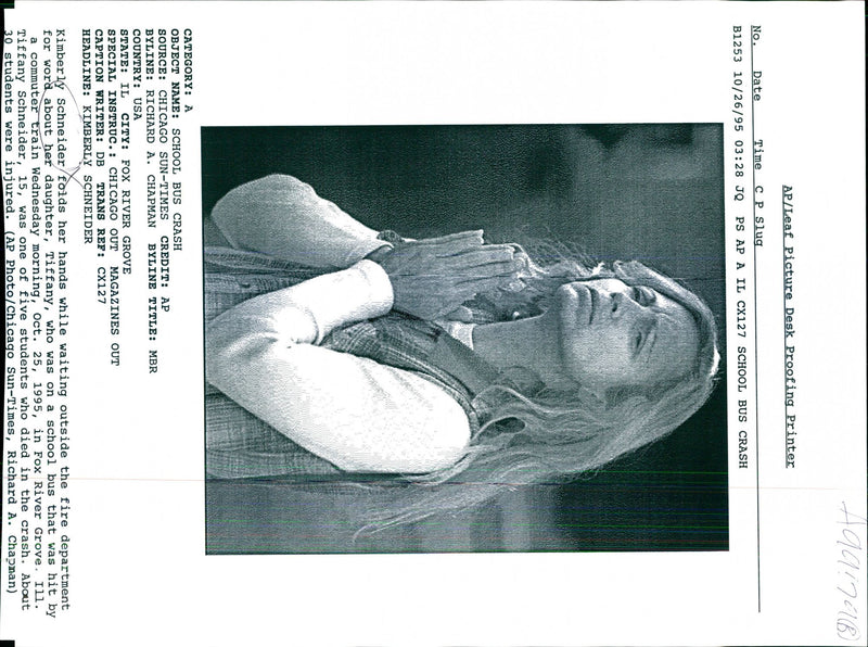 1995 RICHARD OPEN KIMBERLY SCHNEIDER TITLE USA DAUGHTER WRITER - Vintage Photograph