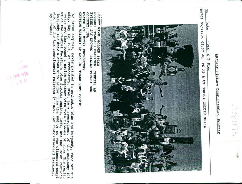 1994 REENACTMENT CEREMONY YEARS AGO THAT BOUND NAT TITLE USA WRITER TOGETHER - Vintage Photograph