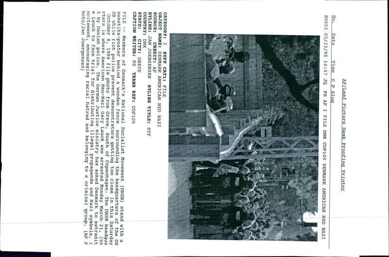 1995 AMERICAN NEO NAZI GARY LAUCK WAS ARRESTED MONDAY MARCH ALAN WRITER GERMAN - Vintage Photograph